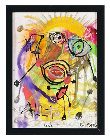 Paul Kostabi, Going out of pocket. 2025. Tecnica mista su carta. mm 300x230....