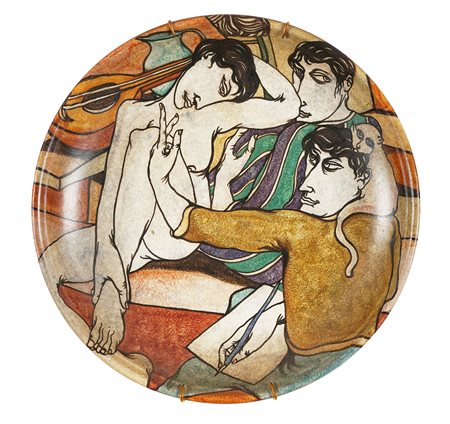 Antonio Manzi, Senza titolo. 1986. Ceramica a tecnica mista. Diam. cm 44....