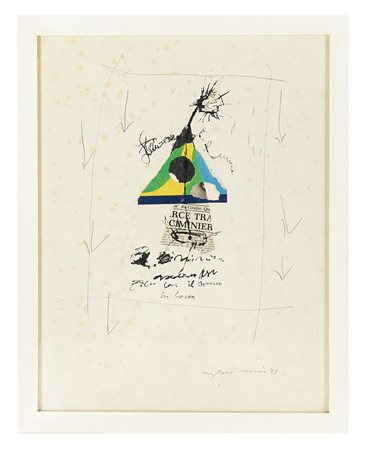 Magdalo Mussio, Ciminiera. 1973. Collage e tecnica mista su carta. mm 530x415...