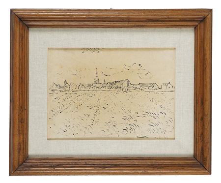 Orfeo Tamburi, Paesaggio. 1953. China su carta intelata e intelaiata. mm...