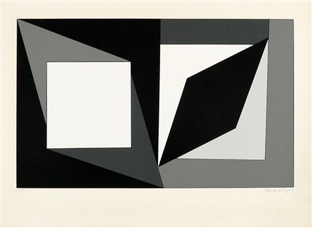 Victor Vasarely, Composition Géométrique. 1980 ca. Serigrafia. mm 340x555....
