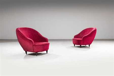 GIO PONTI<BR>Milano 1891 - 1979<BR>Coppia di poltrone
