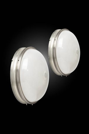 SERGIO MAZZA<BR>Coppia di lampade a plafone mod. Sigma
