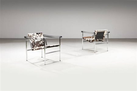LE CORBUSIER<BR>Coppia di poltrone mod. LC1