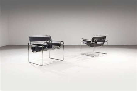 MARCEL BREUER<BR>Coppia di poltrone mod. Wassily