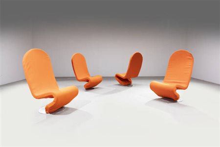 VERNER PANTON<BR>Quattro sedie mod. System 1-2-3