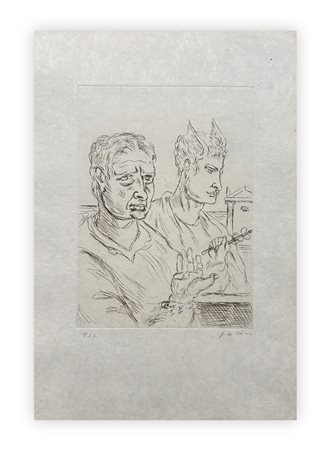 GIORGIO DE CHIRICO (1888-1978) - Autoritratto con Mercurio, 1969