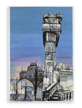 EMANUELE LUZZATI (1921-2007) - Lisbona - Ascensore Eiffel