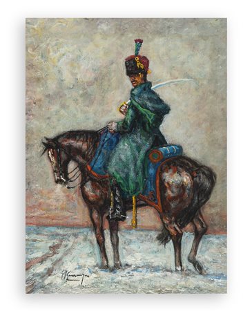 GIOVAN FRANCESCO GONZAGA (1921-2007) - L'ussaro sulla neve 