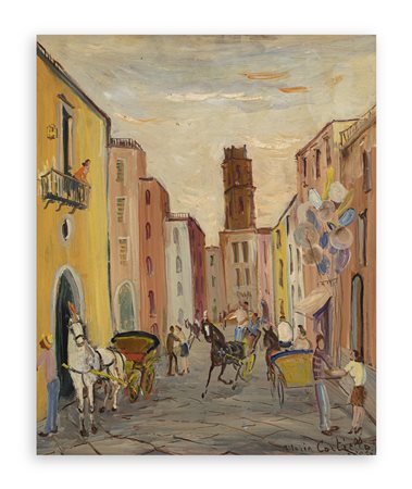 MARIO CORTIELLO (1907-1982) - Carrozzelle a S. Eligio, 1967