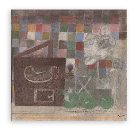 BRUNO SAETTI (1902-1984) - Mele verdi (Natura morta con la scacchiera), 1977