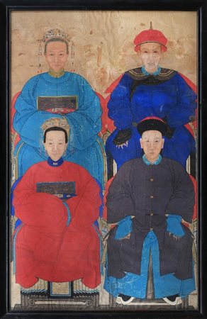PANNELLO IN CARTA DIPINTA, CINA, XVIII-XIX SECOLO,