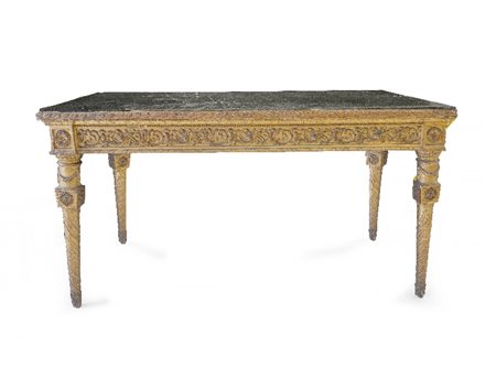 RARA CONSOLE LUIGI XVI IN LEGNO INTAGLIATO E DORAT