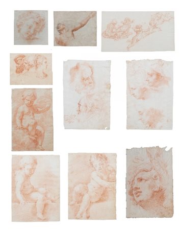 PITTORE DEL XVIII SECOLO - Dieci studi di putti e figure