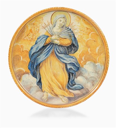 ALZATA IN MAIOLICA, CASTELLI, XVII-XVIII SECOLO, c