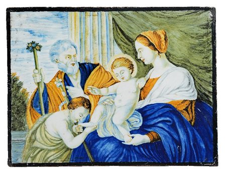 PLACCA IN MAIOLICA, CASTELLI, XVIII SECOLO, decoro