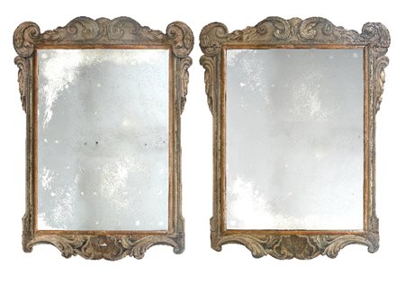 COPPIA DI GRANDI SPECCHIERE IN LEGNO DIPINTO, MARC