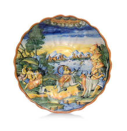 ALZATA IN MAIOLICA ISTORIATA IN STILE URBINATE, PR