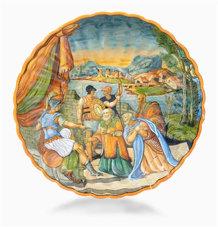 COPPA IN MAIOLICA ISTORIATA, PROBABILMENTE URBINO,