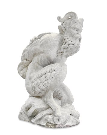 SCULTORE DEL XVI SECOLO - Fauno Pietra d'Istria scolpita, h 102 cm; usure