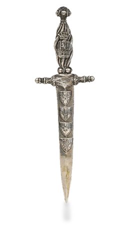 MODELLO DI PUGNALE IN ARGENTO, XX SECOLO, con deco