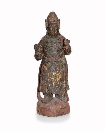 GRANDE FIGURA DI DIVINITA' IN LEGNO DIPINTO E DORA