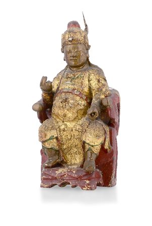 DIVINITA' IN LEGNO DORATO CON APPLICAZIONI, XVIII-