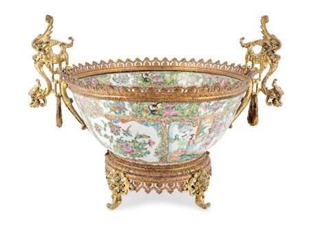 CRATERE IN CERAMICA, CINA, CANTON, XX SECOLO, deco