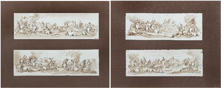 PITTORE DEL XVIII SECOLO - Scontri di cavalieri