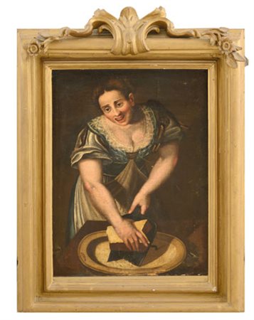 PITTORE DEL XVII SECOLO - Donna che grattugia il formaggio