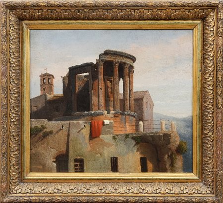 WILLIAM PARROTT - Veduta del tempio di Vesta a Tivoli, 1863