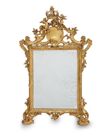 SPECCHIERA IN LEGNO INTAGLIATO E DORATO, XIX SECOL
