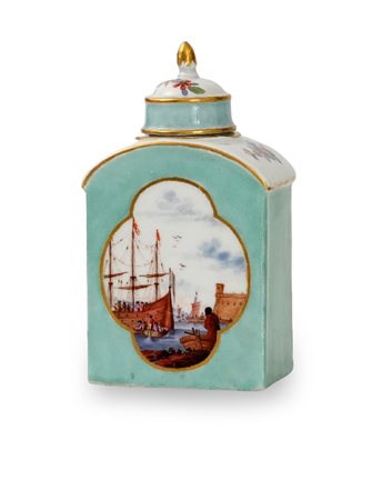 SCATOLA DA TE' IN PORCELLANA, MEISSEN, 1740 CA