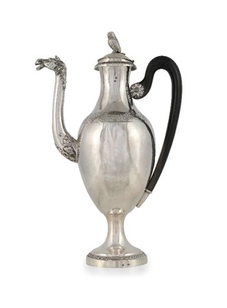 CAFFETTIERA IMPERO IN ARGENTO, ROMA, XIX SECOLO, A
