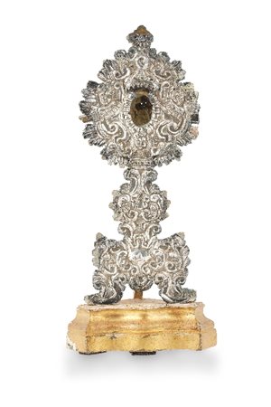 RELIQUIARIO IN LEGNO RIVESTITO IN ARGENTO, ROMA, X