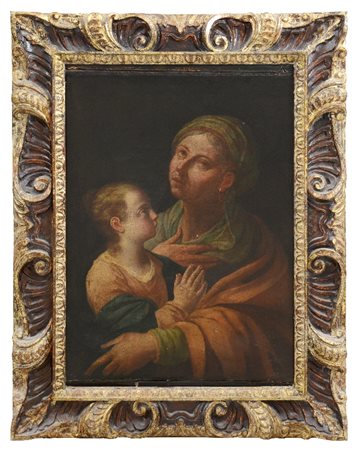 PITTORE DEL XVII SECOLO - La Vergine bambina e sant'Anna