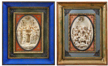 DUE RILIEVI OVALI IN GESSO, XIX SECOLO, raffiguran