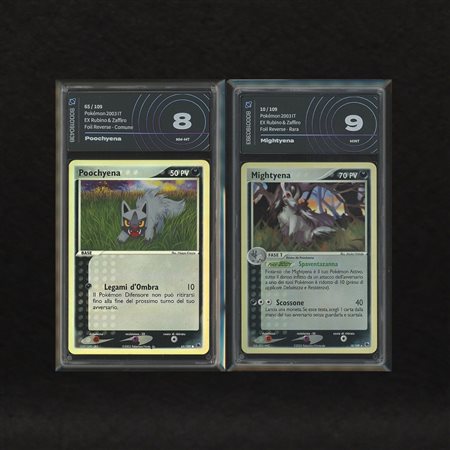 The Pokémon Company  
Lotto Buio Hoenn Reverse Holo: Poochyena #65, Mightyena #10, EX Rubino e Zaffiro [ITA] 2003
 