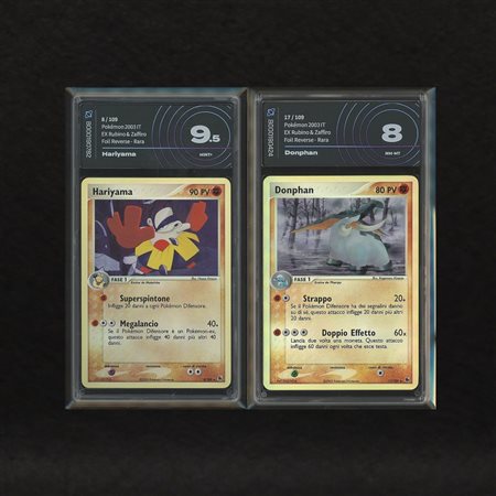 The Pokémon Company  
Lotto Terra/Lotta Johto/Hoenn Reverse Holo: Hariyama #8, Donphan #17, EX Rubino e Zaffiro [ITA] 2003
 