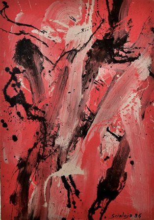 Toti Scialoja “Composizione in rosso e nero” 1986