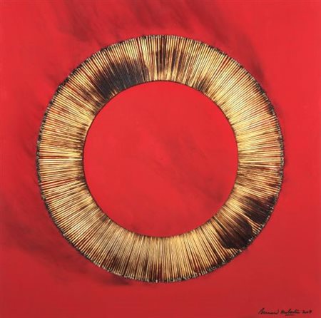 Bernard Aubertin "Dessin de Feu sur table rouge" 2007