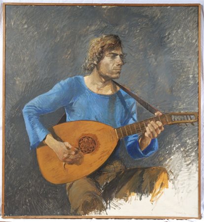 CARL TIMNER (Berlino, 1933 - 2014) 
Suonatore di liuto 1971
Olio su tela, cm 120 x 110 