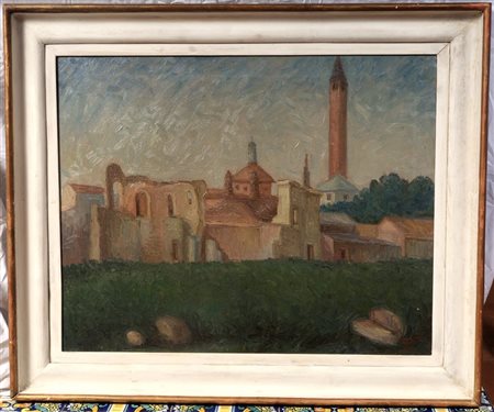 SALVATORE BLASCO (1910 - 1999) 
Campanile di San Eustorgio 1949
Olio su tela, cm 57 x 71 cm 