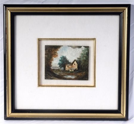 DINO BRUNORI (1925 - 1999) 
Paesaggio 1976
Olio su lastra di bronzo, cm 7x 9 cm 