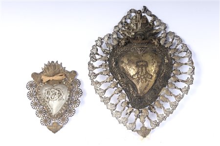  
Lotto di due ex voto mariani inizio XX secolo
 35 x 26 cm; 19 x 13 cm