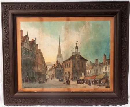 PAUL BRADDON (1864 - 1938) 
Scorcio di città 
Acquarello  policromo su carta 65 x 86 cm
