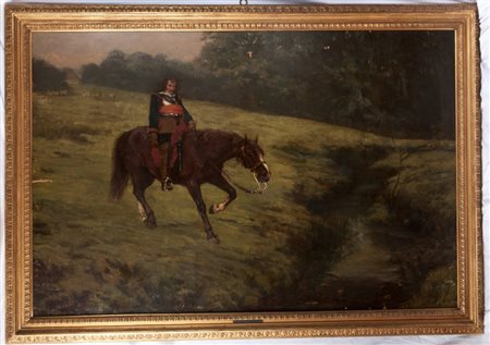 William Frank Calderon (1865 - 1943) 
Cavaliere in uniforme storica 1887
Olio su tela 101 x 155 cm