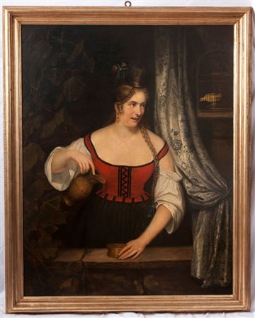  
Dama con versatoio metà XIX secolo
Olio su tela 125 x 97 cm