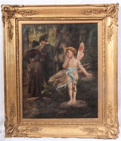 PAUL WAGNER DI TUBINGEN (attivo 1880 /1910 - ) 
Allegoria dell'amore 1898
Olio su tela, 70 x 54 cm 