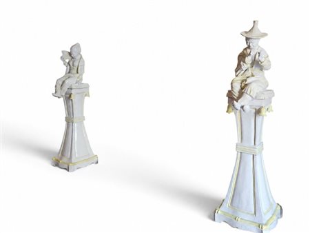  
Coppia di fanciulli  vestiti all'orientale fine XIX secolo inizi XX secolo
 cm. 187 h.